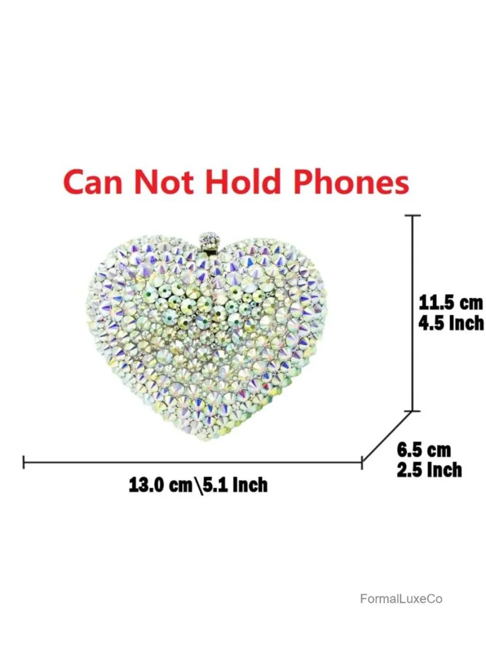 Crystal Heart Clutch Evening Bag, Rhinestone Party Minaudiere Handbag,